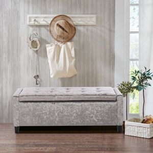 Livingandhome - Crushed Velvet 2 Seater Large Storage Footstool, Grey