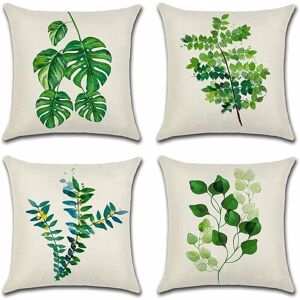 Alwaysh - Outdoor Cushion Cover, Set of 4 Waterproof Green Leaves Pattern Sofa Pillow Case for Patio Garden Living Room Bedroom Decoration, 45x45cm -b
