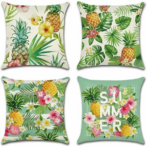 Alwaysh - Outdoor Cushion Cover, Set of 4 Waterproof Tropical Plants and Pineapple Pattern Sofa Pillow Case for Patio Garden Living Room Bedroom
