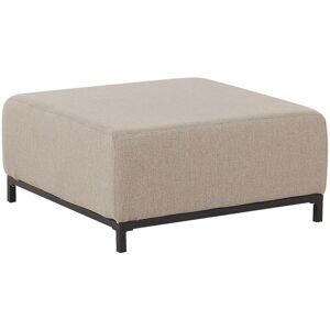 Beliani - Outdoor Indoor Ottoman Upholstered Beige Fabric Black Legs Rovigo - Beige