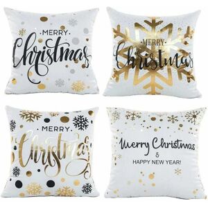 Hoopzi - Pillow Case, Set of 4 Cotton Linen Christmas Snowflake Print Square Cushion Cover for Bed Car Bed Home Sofa 45 x 45 cm (Set-B)