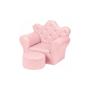 NEIGE Pink Crown Style Simple Children's Sofa Kids Sofa pvc Leather Princess Sofa Hot Pink Mini Sofa