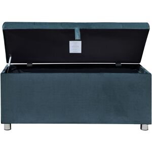 Comfy Living - Plush Velvet Ottoman Blanket Box in Blue