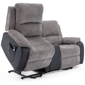 MORE4HOMES Postana dual motor rise recliner 2 seater jumbo cord drinks console mobility sofa (Grey) - Grey