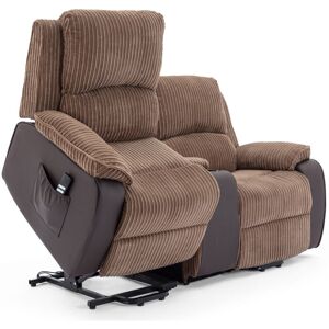 MORE4HOMES POSTANA DUAL MOTOR RISE RECLINER 2 SEATER JUMBO CORD DRINKS CONSOLE MOBILITY SOFA (Brown) - Brown