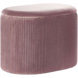 Beliani - Pouffe Glamour Pink Velvet Upholstery Storage Lid Richland - Pink