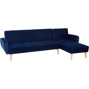 Premier Housewares 3 seater sofas Navy Blue Sofa Beds Velvet Sofa Upholstery Sofa Beds for Adults, Rubberwood Legs Sofa Bed Double , W269 x D151 x H84 - Premier