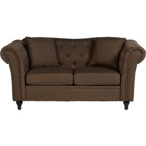 Premier Housewares Small Couch 2 Seater Sofas for Living Room Chesterfield Styled Two Seater Sofa Finishing Natural Fabric Sofa 2 Seater Stud Detail