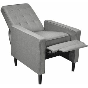 COSTWAY Recliner Chair Push Back Single Sofa Lounger Modern Accent Arm Chair Button-Tuft - Grey