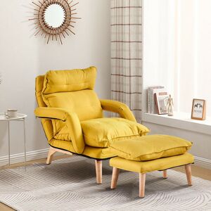 Clipop - Recliner Sofa, Modern Relaxing Chair with Footstool, Reclining Function, Lounge Upholstered Chair, Yellow