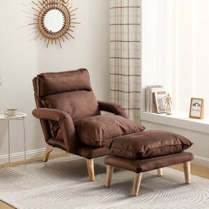 Clipop - Recliner Sofa, Modern Relaxing Chair with Footstool, Reclining Function, Lounge Upholstered Chair, Brown