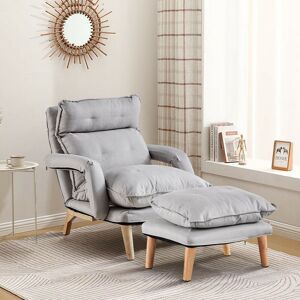 Clipop - Recliner Sofa, Modern Relaxing Chair with Footstool, Reclining Function, Lounge Upholstered Chair, Grey