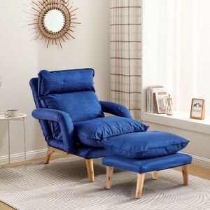 Clipop - Recliner Sofa, Modern Relaxing Chair with Footstool, Reclining Function, Lounge Upholstered Chair, Blue