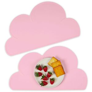 Relaxdays - Children's Place Mat Set, 2x Pack, Cloud Design, Silicone, Easy to Clean, Kitchen, w x d: 47.5 x 26.5 cm, Pink
