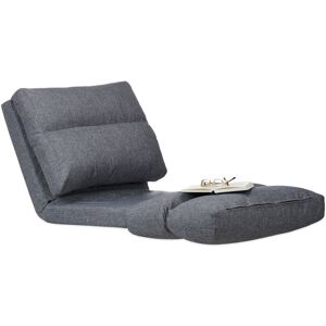 Folding Lounger Cushion, Adjustable Backrest, Pad, For Indoor Use, 194 cm, Grey - Relaxdays