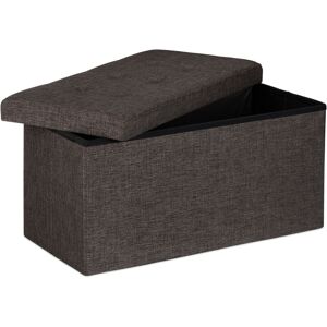 Folding Ottoman Storage Bench xl 38 x 76 x 38 cm Sturdy Foldable Foot Stool Box Bench with Removable Lid, Brown - Relaxdays