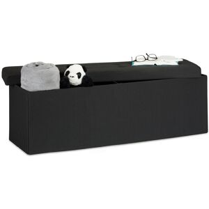 Folding Storage Bench xl, 38 x 114 x 38 cm, Foldable Ottoman Footstool, with Lid, Fabric, Black - Relaxdays