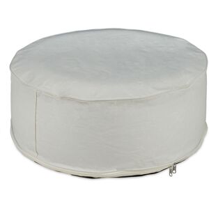 Inflatable Footstool, Outdoor Pouffe for Camping, Garden & Balcony, Round Footrest, Seat, 26 x 56 cm, Beige - Relaxdays