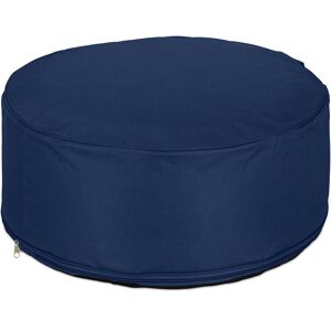 Inflatable Footstool, Outdoor Pouffe for Camping, Garden & Balcony, Round Footrest, Seat, 26 x 56 cm, Blue - Relaxdays