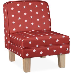 Children's Armchair, Star Motif, Mini Chair for Children's Room, with Wooden Feet, hwd: 60 x 45 x 52 cm, Red - Relaxdays