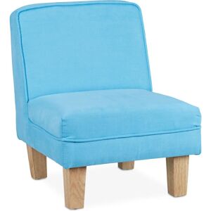 Children's Armchair, Mini Chair for Children's Room, Mini Sofa, with Wooden Feet, hwd: 60x45x52cm, Blue - Relaxdays