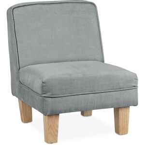 Children's Armchair, Mini Chair for Children's Room, Mini Sofa, with Wooden Feet, hwd: 60x45x52cm, Grey - Relaxdays