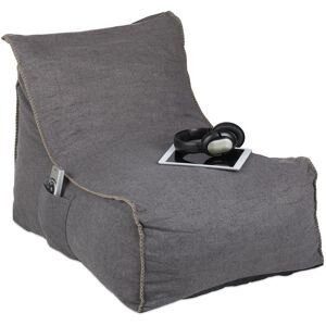 Beanbag, with Backrest, xxl, Floor Cushion for Adults, Soft, Indoors, Foam Filling, Giant Beanbag Couch, Grey - Relaxdays