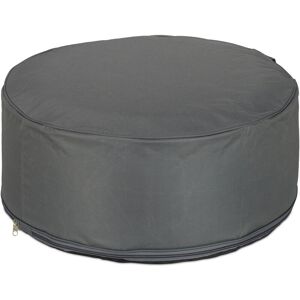 Inflatable Footstool, Outdoor Pouffe for Camping, Garden & Balcony, Round Footrest, Seat, 26 x 56 cm, Grey - Relaxdays