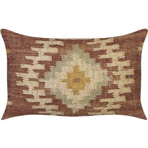 Beliani - Retro Jute Cotton Cushion Geometric Pattern 30 x 50 cm Multicolour Beel - Multicolour