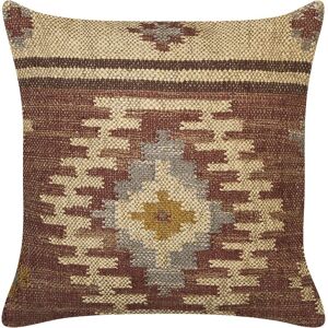 BELIANI Retro Jute Cotton Cushion Geometric Pattern 45 x 45 cm Multicolour Beel - Multicolour