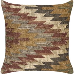 Beliani - Retro Jute Cotton Cushion Geometric Pattern 45 x 45 cm Multicolour Deepor - Multicolour