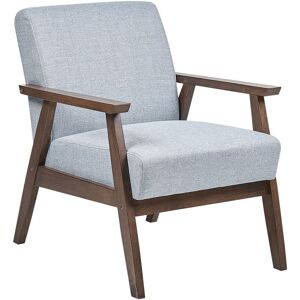 Beliani - Retro Living Room Armchair Fabric Upholstery Wooden Frame Light Grey Asnes - Grey