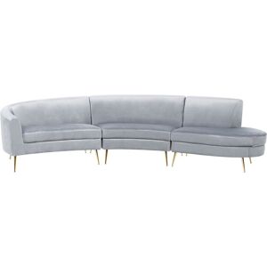 BELIANI Retro Velvet 4 Seater Sofa Light Grey Backrest Golden Metal Legs Moss - Grey