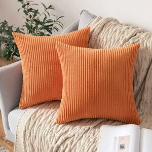 Rhafayre - Decorative Velvet Cushion Cover Soft Pillow Case Sofa Living Room Couch Set of 2 45x45cm Orange