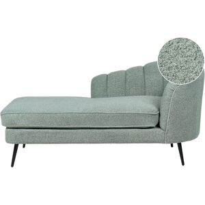 BELIANI Right Hand Boucle Chaise Lounge Modern Design Upholstery Black Metal Legs Green Allier - Green