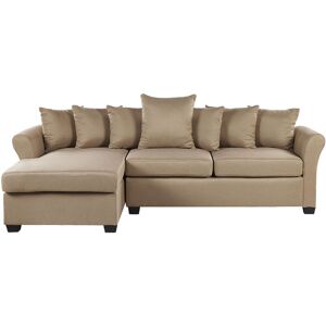 BELIANI Modern Corner Sofa Beige Fabric Cushion Seat Back Black Legs Vikna - Beige