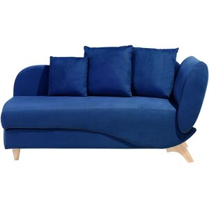 BELIANI Modern Right Hand 2 Seater Chaise Lounge Storage Box Velvet Navy Blue Meri - Blue