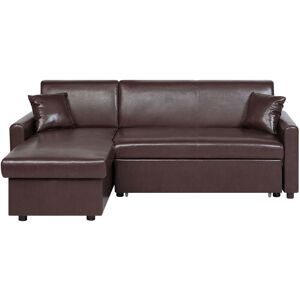 BELIANI Traditional Faux Leather Dark Brown Right Hand Corner Sofa Bed Storage Ogna - Brown