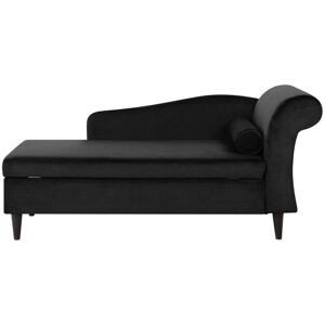 BELIANI Living Room Right Hand Velvet Chaise Lounge with Storage Black Luiro - Black