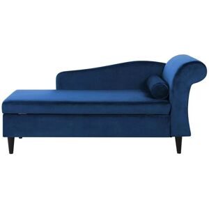 BELIANI Living Room Right Hand Velvet Chaise Lounge with Storage Navy Blue Luiro - Blue