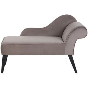 Beliani - Vintage Right Hand Velvet Chaise Lounge Taupe Upholstery Black Legs Biarritz - Grey