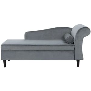 BELIANI Living Room Left Hand Velvet Chaise Lounge with Storage Light Grey Luiro - Grey