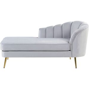 BELIANI Right Hand Velvet Chaise Lounge Light Grey Upholstery Gold Metal Legs Allier - Grey