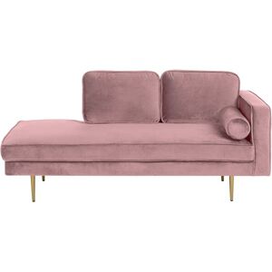 Beliani - Modern Glam Velvet Chaise Lounge Pink Upholstery Gold Metal Legs Miramas - Pink