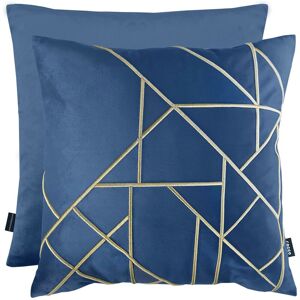 Rocco - Linear Navy Cushion Silver Embroidered Geometric 43X43CM