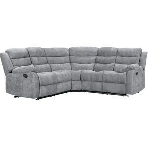 LUXURY LIFE Roma Fabric Corner Recliner Sofa Suite Set 3+2 Seater Luxury Sofa with Cupholders in Linen Grey Fabric (Corner Suite (2c2)) - Grey