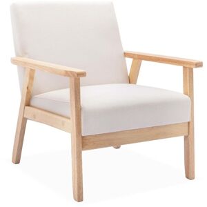 SWEEEK Scandi-style armchair, wooden frame, 64x69.5x73cm - Isak - Beige - Cream