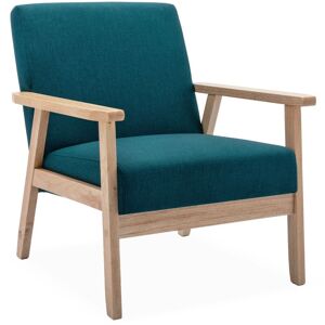 SWEEEK Scandi-style armchair, wooden frame, 64x69.5x73cm - Isak - Petrol Blue - Petrol Blue