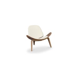 PRIVATEFLOOR Designer armchair - Scandinavian armchair - Faux leather upholstery - Lucy Ivory Solid Oak, Vegan leather, Wood - Ivory