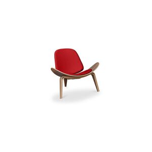 PRIVATEFLOOR Designer armchair - Scandinavian armchair - Faux leather upholstery - Lucy Red Solid Oak, Vegan leather, Wood - Red